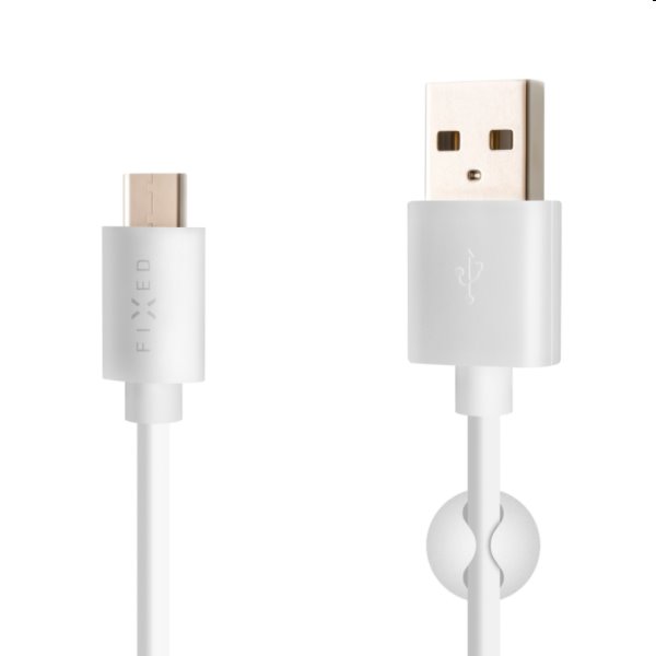 FIXED dátový a nabíjací kábel USB/USB-C, USB 2.0, 60W, 1m, biela