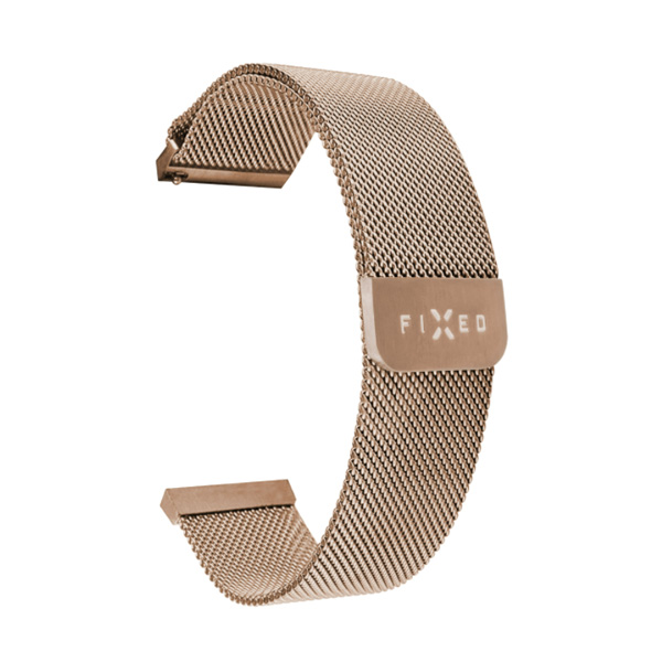 FIXED Mesh Nerezový remienok pre Smart Watch 20 mm, zlato-ružový