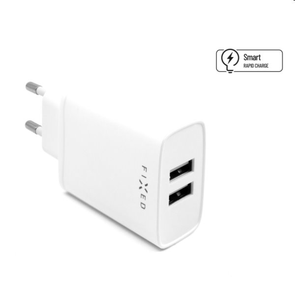FIXED Sieťová nabíjačka Smart Rapid Charge s 2 x USB, 15W, biela FIXC15-2U-WH