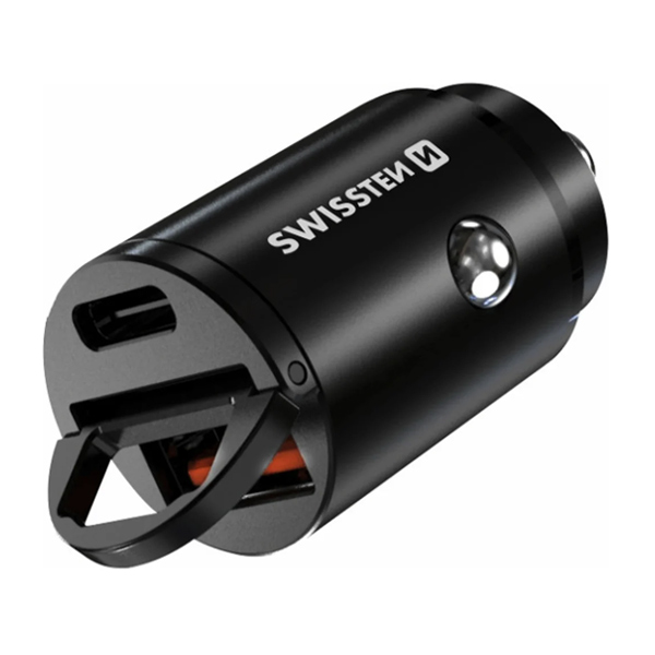 CL adaptér Swissten Power Delivery USB-C a Super charge 3.0, 30 W, čierna