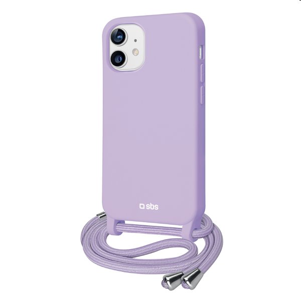 Zadný kryt SBS Colourful cover pre Apple iPhone 12/12 Pro so šnúrkou na krk, fialová