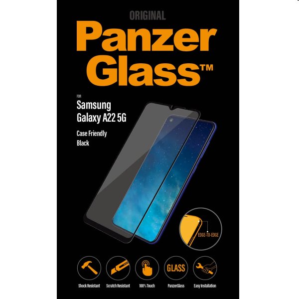 Ochranné temperované sklo PanzerGlass Case Friendly pre Samsung Galaxy A22 5G, čierne 7274