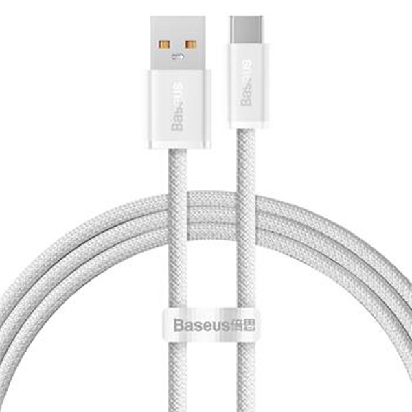 E-shop Baseus rýchlo nabíjací dátový kábel USB/USB-C 1 m, biely 57983110060