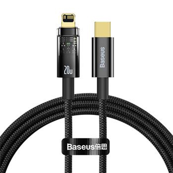 Baseus rýchlo nabíjací datový kábel USB-C/Lightning 1m, čierny 57983110068