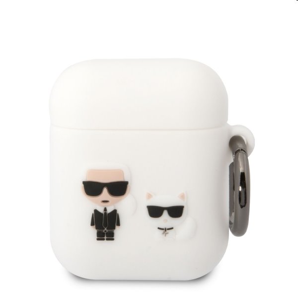 Karl Lagerfeld and Choupette silikónový obal pre Apple Airpods 1/2, biely
