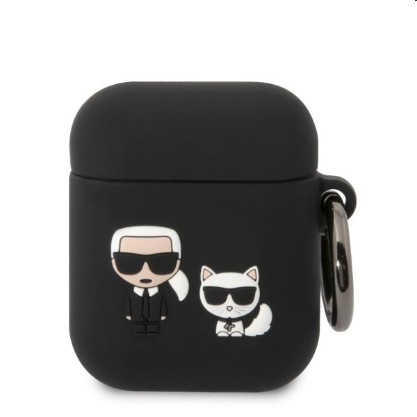 Karl Lagerfeld and Choupette silikónový obal pre Apple Airpods 1/2, čierne