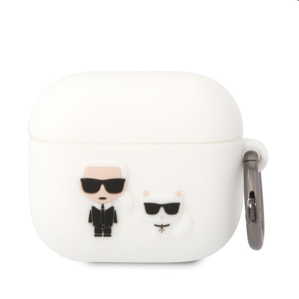Karl Lagerfeld and Choupette silikónový obal pre Apple Airpods 3, biely