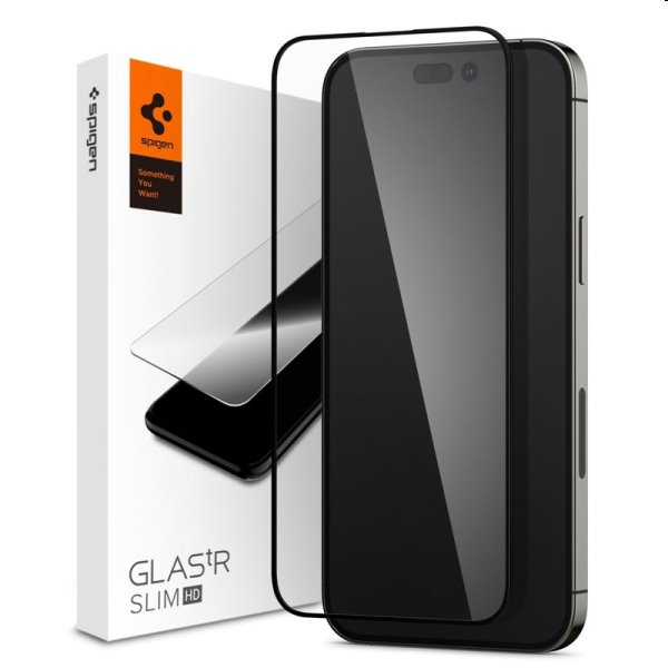 Tvrdené sklo Spigen tR Slim HD pre Apple iPhone 14 Pro, čierna AGL05221