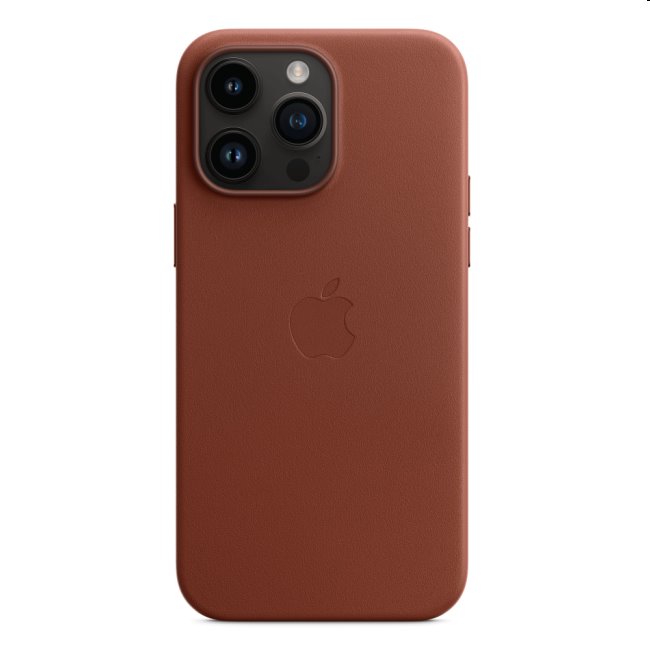 Kožený zadný kryt pre Apple iPhone 14 Pro Max s MagSafe, tehlovo hnedá