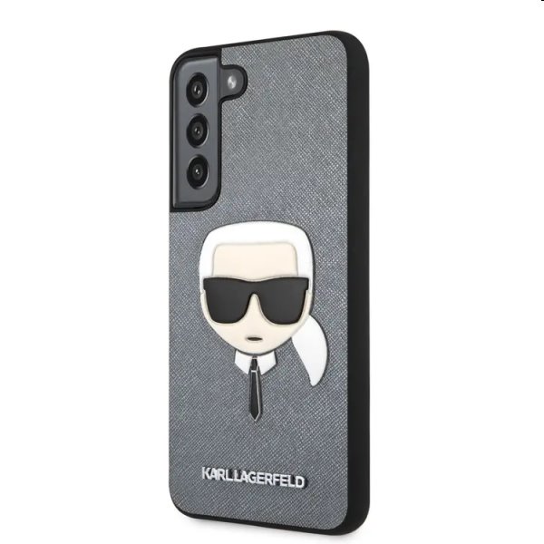 Puzdro Karl Lagerfeld PU Saffiano Karl Head pre Samsung Galaxy S22 Plus, strieborné