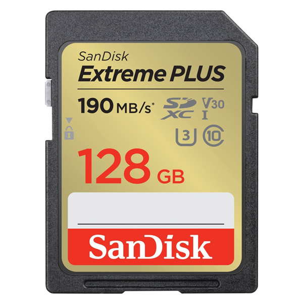 SanDisk Extreme PLUS SDXC 128 GB 190 MB/s V30 UHS-I