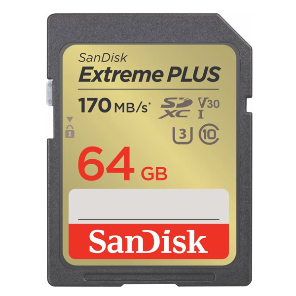 SanDisk Extreme PLUS SDXC 64 GB 170 MB/s V30 UHS-I