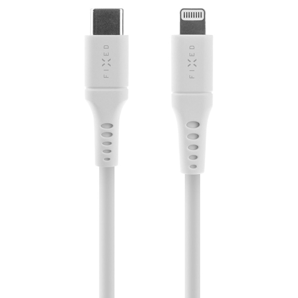 FIXED Dátový a nabíjací Liquid silicone kábel USB-C/Lightning MFI, PD, 2 m, biely FIXDLS-CL2-WH