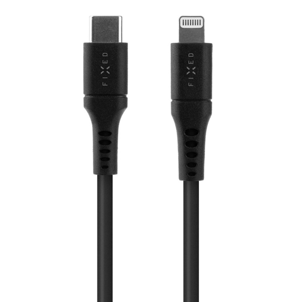 FIXED Dátový a nabíjací Liquid silicone kábel USB-C/Lightning MFi, PD, 2 m, čierny FIXDLS-CL2-BK