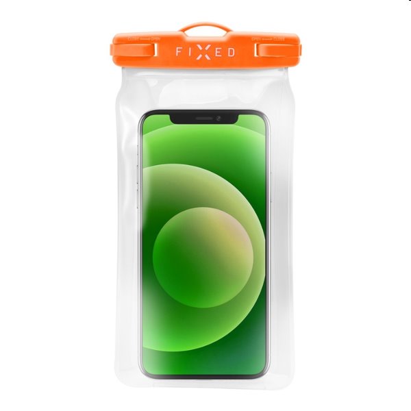 FIXED Vodeodolné plávajúce puzdro na mobill s kvalitným uzamykacím systémom a certifikáciou IPX8, oranžové