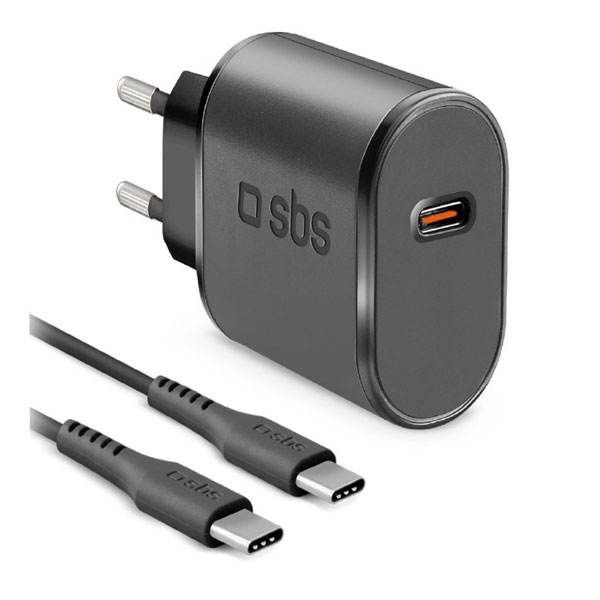SBS Cestovná nabíjacia sada USB-C 15 W, kábel USB-C/USB-C, 1 m, čierna TEKITTRTC15W