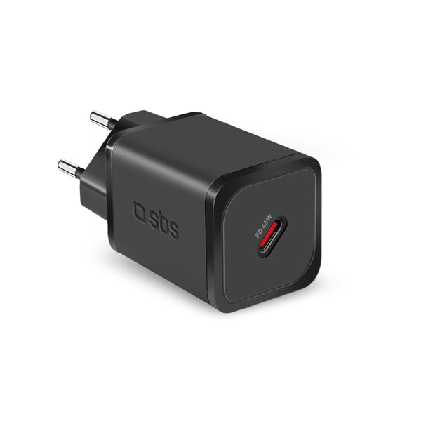 SBS Cestovný adaptér Mini USB-C, GaN, 45 W, PD, čierna
