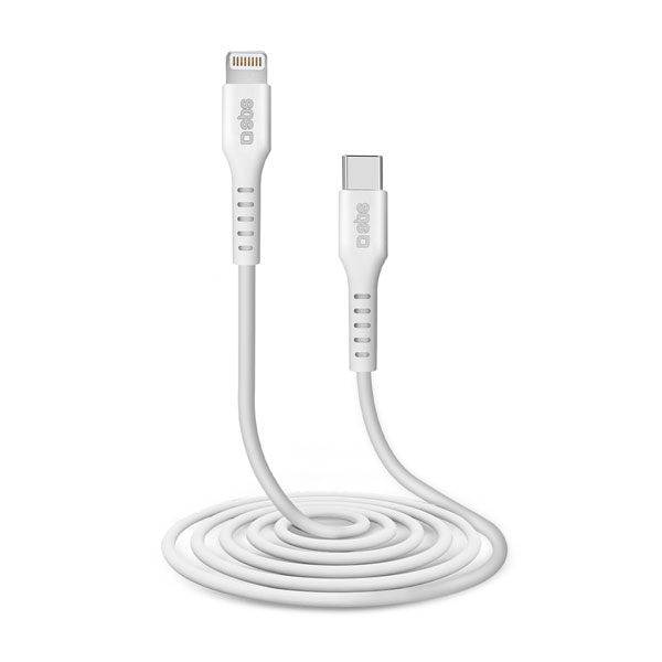 E-shop SBS Kábel USB-C/MFI Lightning, dĺžka 2 m, biela TECABLELIGTC2W