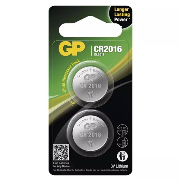 GP líthiová gombíková batéria CR2016 2BL, 2 kusy
