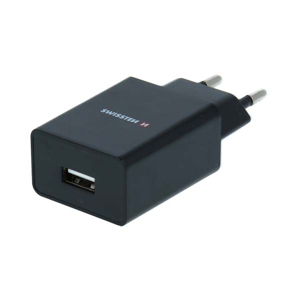 Sieťový Adaptér Swissten Smart IC 1 x USB 1A a Dátový kábel USB / Typ C 1,2 m, čierna 22064000