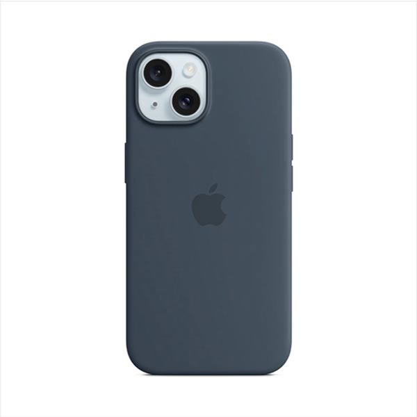 Silikónový zadný kryt pre Apple iPhone 15 Plus s MagSafe, búrkovo modrá