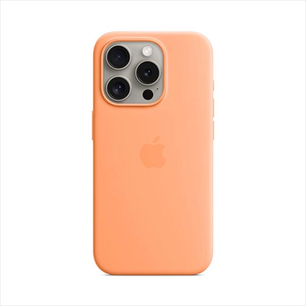 Silikónový zadný kryt pre Apple iPhone 15 Pro s MagSafe, sorbetová oranžová MT1H3ZM/A