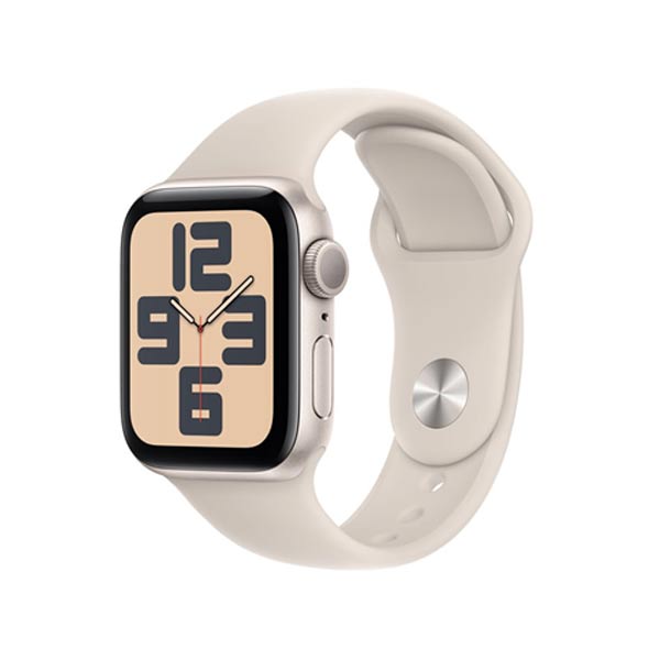 E-shop Apple Watch SE GPS 40mm hviezdna biela , hliníkové puzdro so športovým remienkom hviezdna biela - M/L