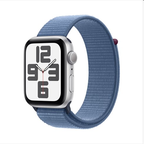 E-shop Apple Watch SE GPS 44mm strieborná , hliníkové puzdro so športovým remiekom ľadová modrá
