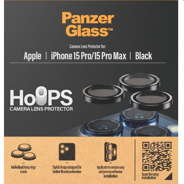 PanzerGlass Ochranný kryt objektívu fotoaparátu Hoops pre Apple iPhone 15 Pro, 15 Pro Max, čierna 1139