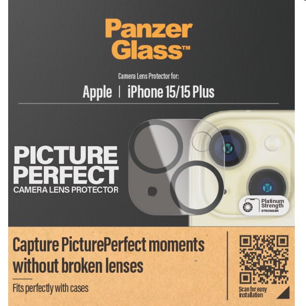 PanzerGlass ochranný kryt objektívu fotoaparátu pre Apple iPhone 15, 15 Plus 1136