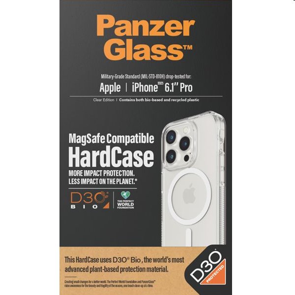 Zadný kryt PanzerGlass HardCase D3O s MagSafe pre Apple iPhone 15 Pro, transparentná 1181