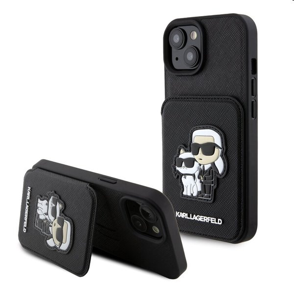E-shop Zadný kryt Karl Lagerfeld PU Saffiano Card Slot Stand Karl and Choupette pre Apple iPhone 15, čierna 57983116862