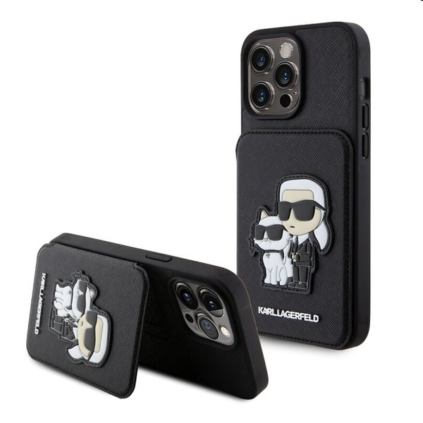 E-shop Zadný kryt Karl Lagerfeld PU Saffiano Card Slot Stand Karl and Choupette pre Apple iPhone 15 Pro Max, čierna 57983116864