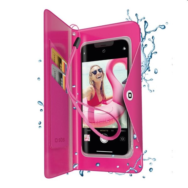 Univerzálne puzdro SBS Splash-resistant pre smartfóny do 6,8\'\', ružová - OPENBOX (Rozbalený tovar s plnou zárukou) TEWATERWALP