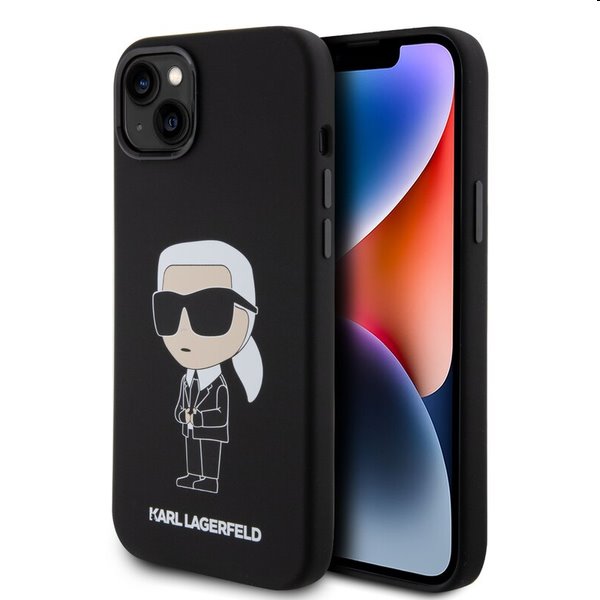 Zadný kryt Karl Lagerfeld Liquid Silicone Ikonik NFT pre Apple iPhone 15, čierna
