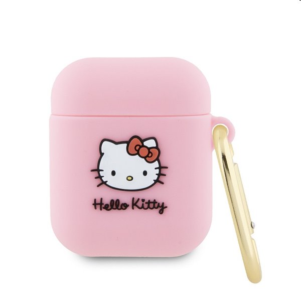 E-shop Hello Kitty Silikónový 3D Kitty Head Logo obal pre Apple AirPods 1/2, ružový