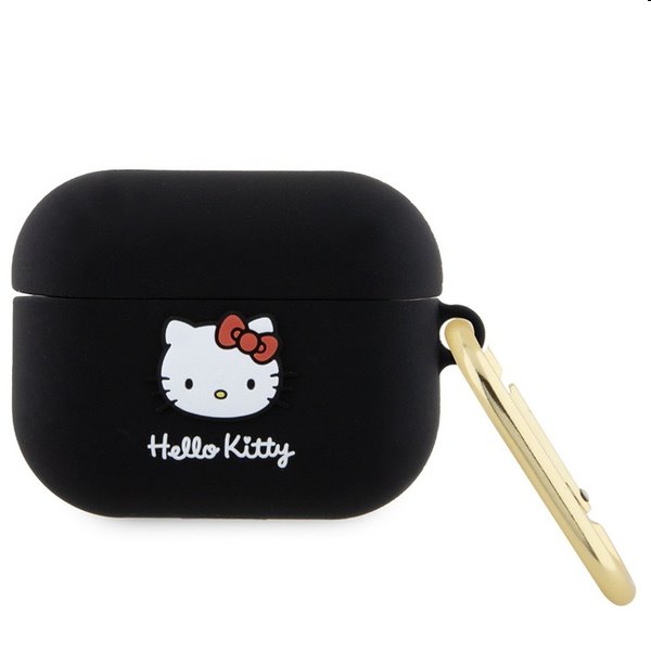 E-shop Hello Kitty Silikónový 3D Kitty Head Logo obal pre Apple AirPods Pro, čierny