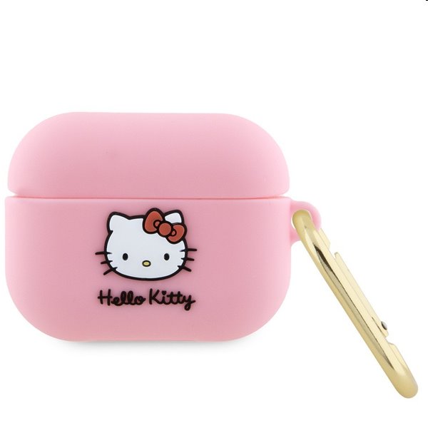 Hello Kitty Silikónový 3D Kitty Head Logo obal pre Apple AirPods Pro, ružový