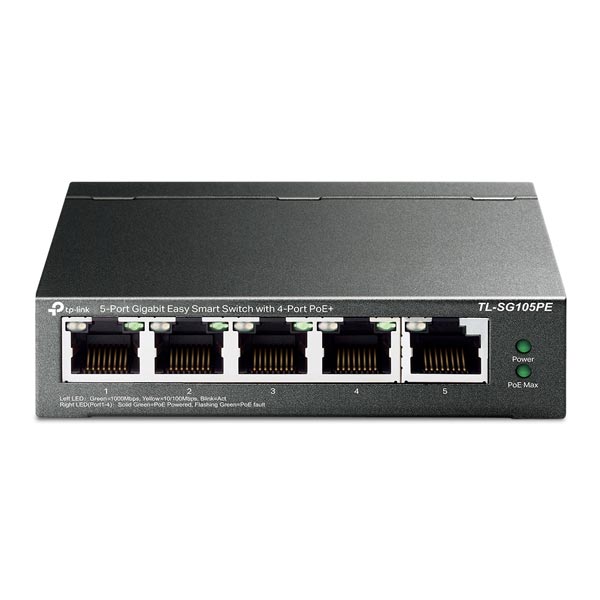 E-shop TP-Link TL-SG105PE, 5 portov gigabitový inteligentný sieťový switch so 4 portmi PoE, 4x gigabitové PoE porty, 1x gigabitové Non-Po