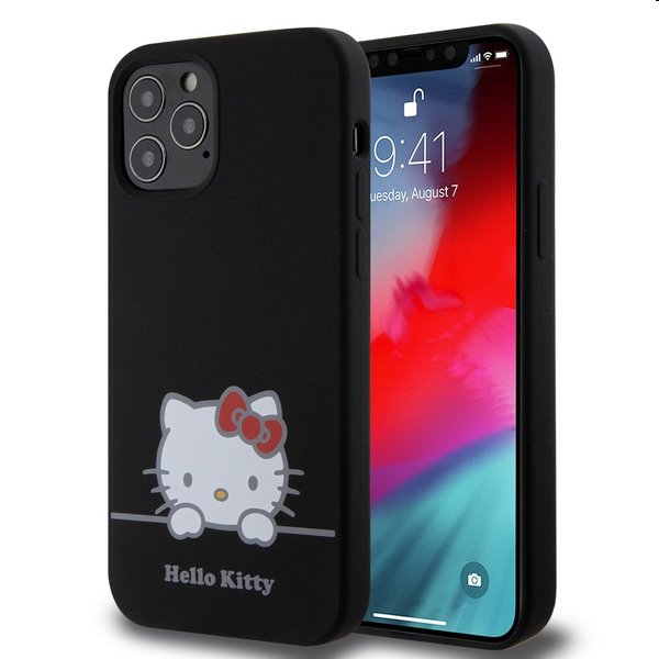 Zadný kryt Hello Kitty Liquid Silicone Daydreaming Logo pre Apple iPhone 12/12 Pro, čierna 57983116910