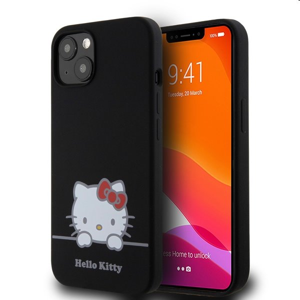 Zadný kryt Hello Kitty Liquid Silicone Daydreaming Logo pre Apple iPhone 13, čierna 57983116911