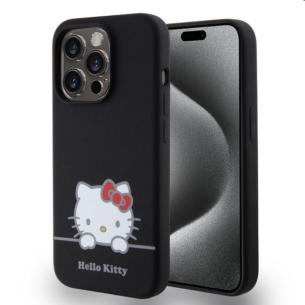 Zadný kryt Hello Kitty Liquid Silicone Daydreaming Logo pre Apple iPhone 15 Pro Max, čierna 57983116915