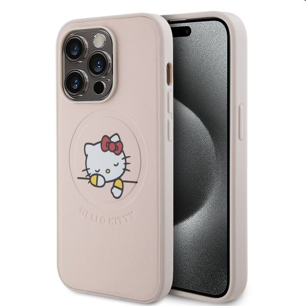Zadný kryt Hello Kitty PU Kitty Asleep Logo MagSafe pre Apple iPhone 15 Pro, ružová 57983116924