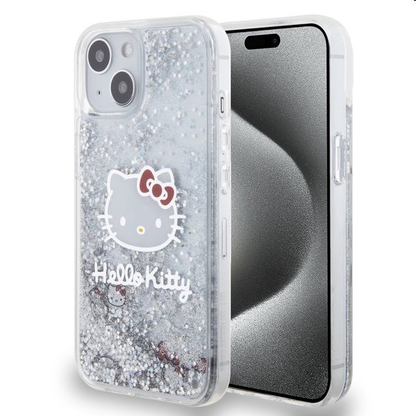 Zadný krytHello Kitty Liquid Glitter Electroplating Head Logo pre Apple iPhone 13, transparentná