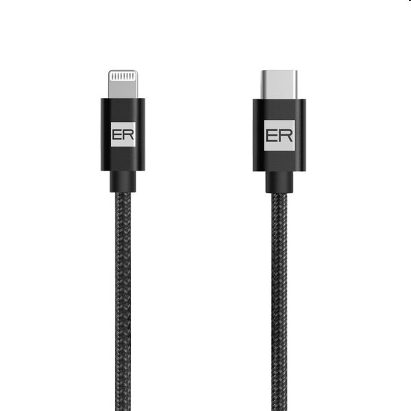 ER POWER Dátový a nabíjací kábel USB-C/Lightning, MFi, 1,2 m, čierny