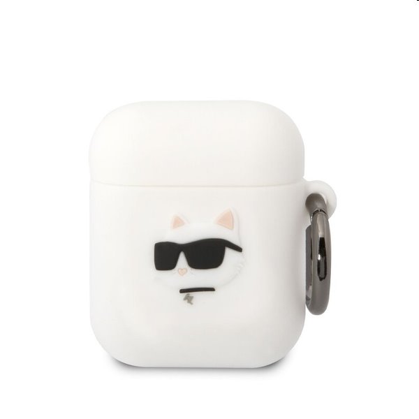 E-shop Karl Lagerfeld 3D Logo NFT Choupette Head silikónový obal pre Apple AirPods 1/2, biely
