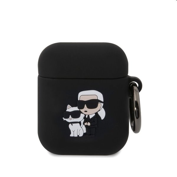 E-shop Karl Lagerfeld 3D Logo NFT Karl and Choupette silikónový obal pre Apple AirPods 1/2, čierny