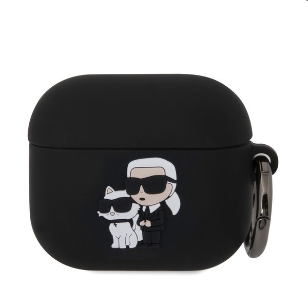 E-shop Karl Lagerfeld 3D Logo NFT Karl and Choupette silikónový obal pre Apple AirPods 3, čierny