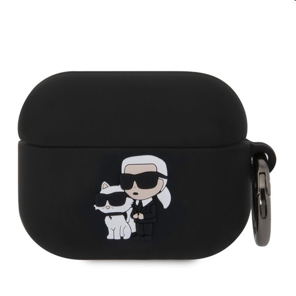 E-shop Karl Lagerfeld 3D Logo NFT Karl and Choupette silikónový obal pre Apple AirPods Pro, čierny