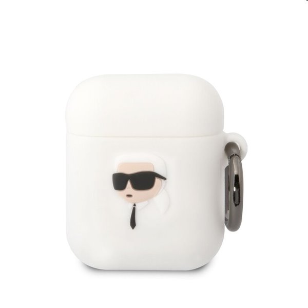 E-shop Karl Lagerfeld 3D Logo NFT Karl Head silikónový obal pre Apple AirPods 1/2, biely